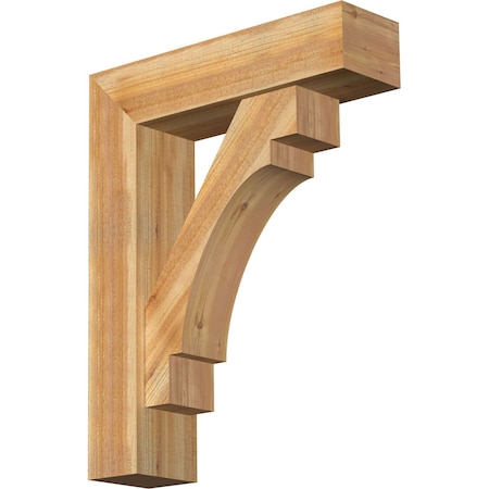 Ekena Millwork Merced Block Rough Sawn Bracket w/ Offset Brace, Western Red Cedar, 8"W x 30"D x 38"H BKT0806X30X38MRC05RWR